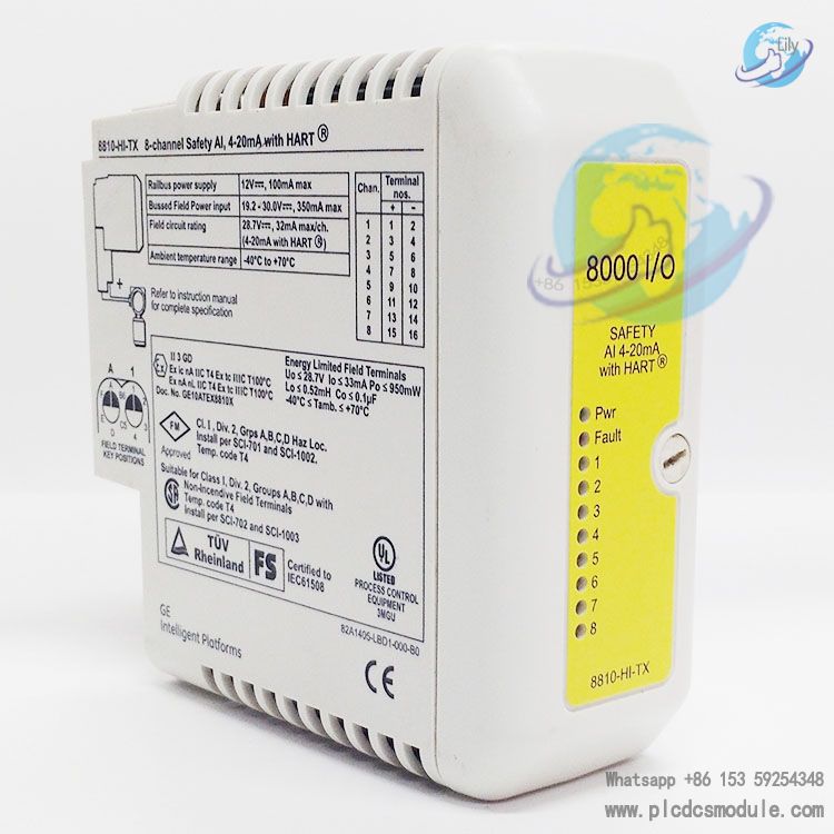 GE 8810-HI-TX-01 PAC8000 8-channel Safety Al,4-20mA.with HARTI